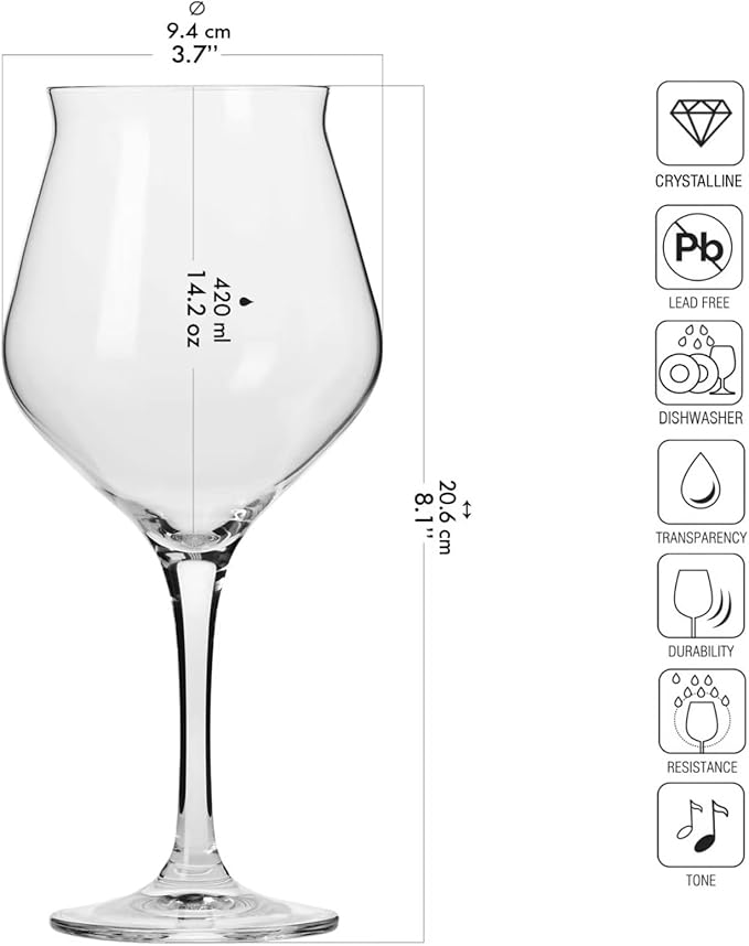 Krosno Verres Tulipe à Bière 420 ml – Lot de 6